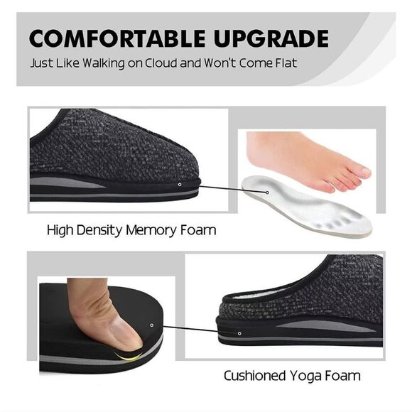 COFACE Men's Cozy Memory Foam Scuff Slippers Slip On - Picture 3 of 5